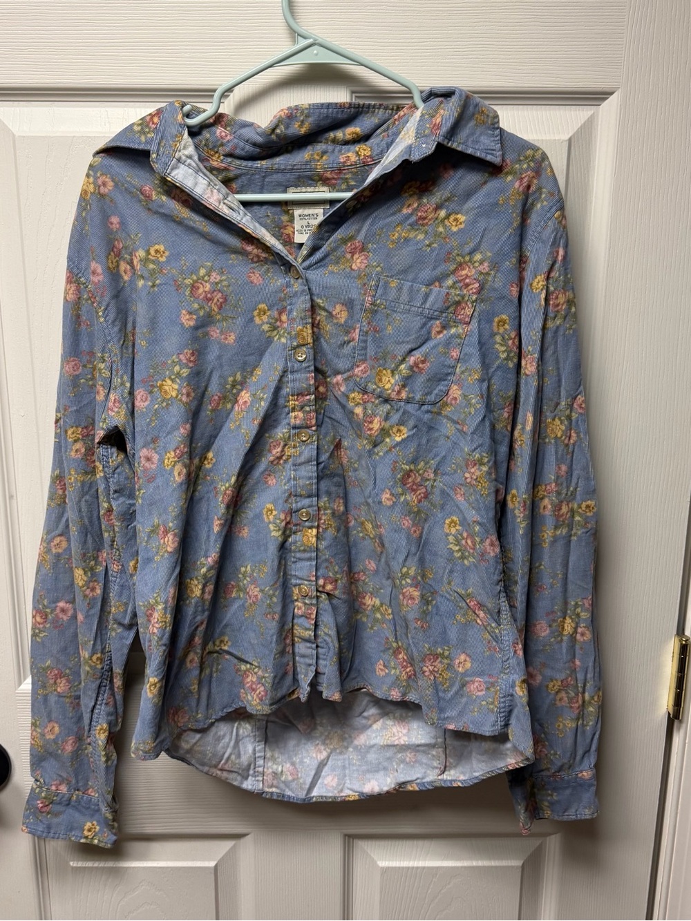 L.L. Bean Blue Floral Cotton Button-Up